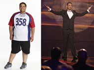 Before: Raheel “Bobby” Saleem at the start of Season 15 of “The Biggest Loser.” After: Saleem at the season finale episode.