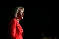Education Secretary Betsy DeVos speaks Thursday at George Mason University in Arlington, Va. DeVos declared that "the era of 'rule by letter' is over" as she announced plans to change the way colleges and university handle allegations of sexual violence on campus. 