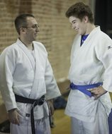 Scott G. Goldstein teaches judo to Michael Mutz, 13. To learn more about the Menomonee Judo Club and its programs, visit brettwolfjudo.com.
