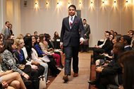 Raheel “Bobby” Saleem, seen modeling at the Legal Fashion Show hosted by The Chicago Bar Association on March 27.