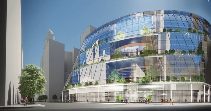 Tech giant Google will take over the James R. Thompson Center, shown in a rendering of future development when its sale was announced in December. The move allows Google to “get in on the ground floor of revitalizing the Loop,” said Karen Sauder, Google’s president of global clients and agency solutions.