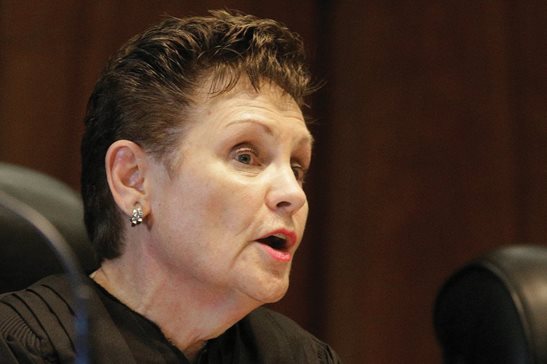 Illinois Supreme Court Justice Rita B. Garman speaks in 2016 in Springfield. Garman, who had planned to seek a third 10-year term in November, tendered her resignation Monday, and the court named successor Lisa Holder White on Tuesday.