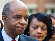 In August 2009 file photo, former Louisiana congressman William Jefferson stands outside the Albert V. Bryan Courthouse in Alexandria, Va., with his wife, Andrea, after being convicted on 11 of 16 counts. A federal judge has ordered that Jefferson, sentenced to 13 years in prison for taking bribes, be released from jail pending a new sentencing hearing. 