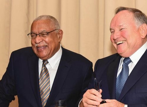 Larry Rogers Sr., left, founding partner of Power Rogers & Smith LLP, and Robert A. Clifford, founder and senior partner at Clifford Law Offices, were among nine recipients of the Justice John Paul Stevens Award from The Chicago Bar Foundation and The Chicago Bar Association in 2017.