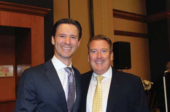 Patrick Salvi II, left, with outgoing ITLA president J. Matthew Dudley. Salvi is the new president of the Illinois Trial Lawyers Association for 2022-2023.