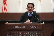 Trakul Winitnaiyapak, attorney general of Thailand, spoke Friday at a conference on human trafficking at IIT Chicago-Kent College of Law. “I would like to reiterate that human trafficking is a heinous crime that erodes human dignity,” he said. “I think you’ll all agree with me that one single nation cannot effectively combat international human trafficking alone.” The conference drew about 75 attendees. 